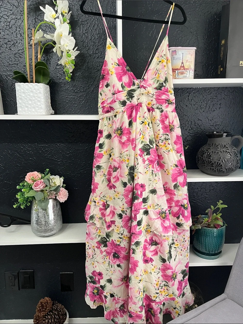 Abercrombie & Fitch Floral Maxi Dress in Pink and Cream LT